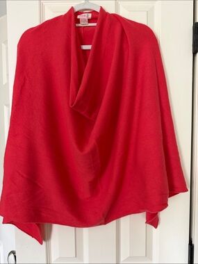Pink Pineapple 100% cashmere Poncho Coral
